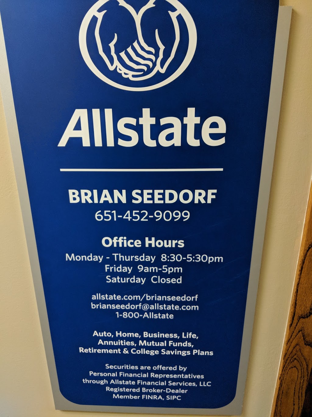 Brian Seedorf: Allstate Insurance | 4580 Scott Trail Ste 220, Eagan, MN 55122, USA | Phone: (651) 452-9099