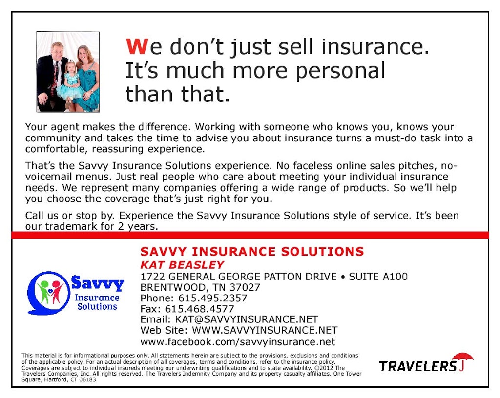 Savvy Insurance Solutions | 132 Stanwick Dr, Franklin, TN 37067, USA | Phone: (615) 495-2357