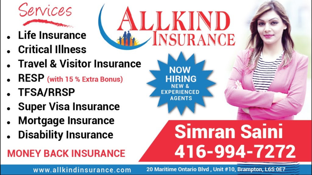 ALLKIND INSURANCE | 20 Maritime Ontario Blvd Unit #10, Brampton, ON L6S 0C2, Canada | Phone: (905) 587-2020