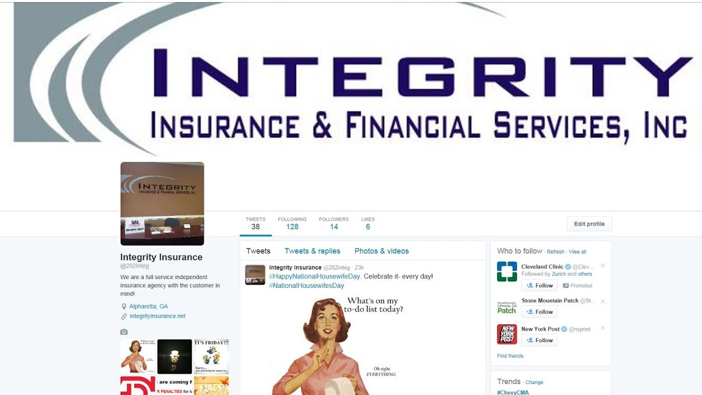 Integrity Insurance & Financial Services, Inc. | 282 S Main St # D, Alpharetta, GA 30009, USA | Phone: (770) 475-4000