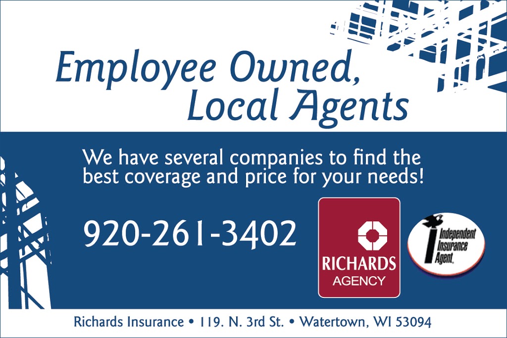 Richards Insurance Watertown | 119 N 3rd St, Watertown, WI 53094, USA | Phone: (920) 261-3402