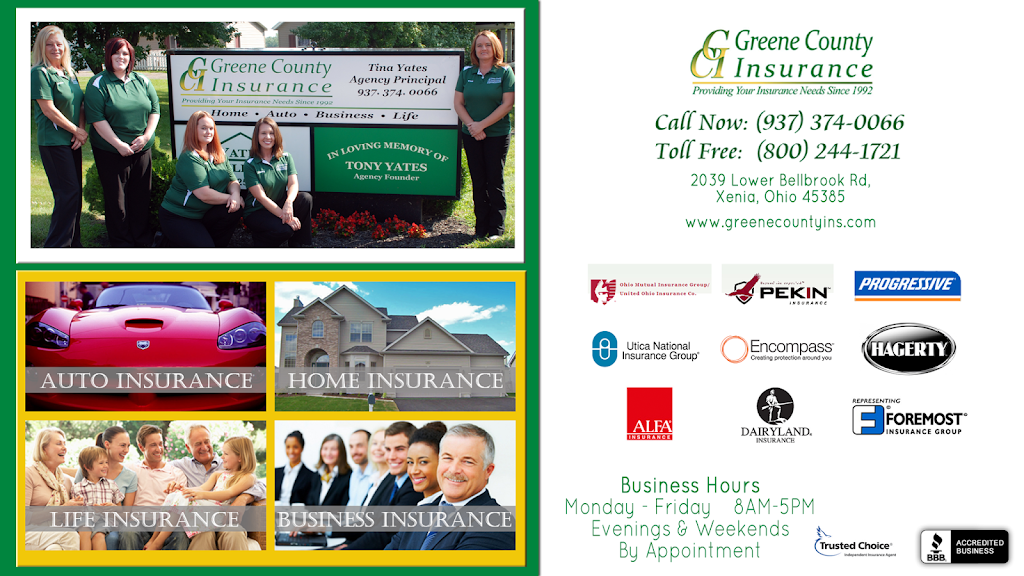 Greene County Insurance | 2039 Bellbrook Ave # A, Xenia, OH 45385, USA | Phone: (937) 374-0066