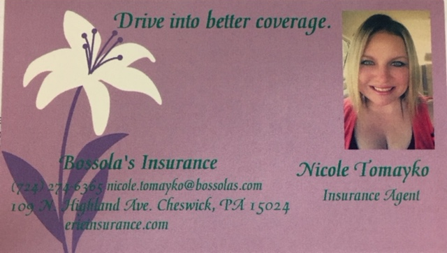 Bossolas Insurance | 109 N Highland Ave, Cheswick, PA 15024, USA | Phone: (724) 274-6365