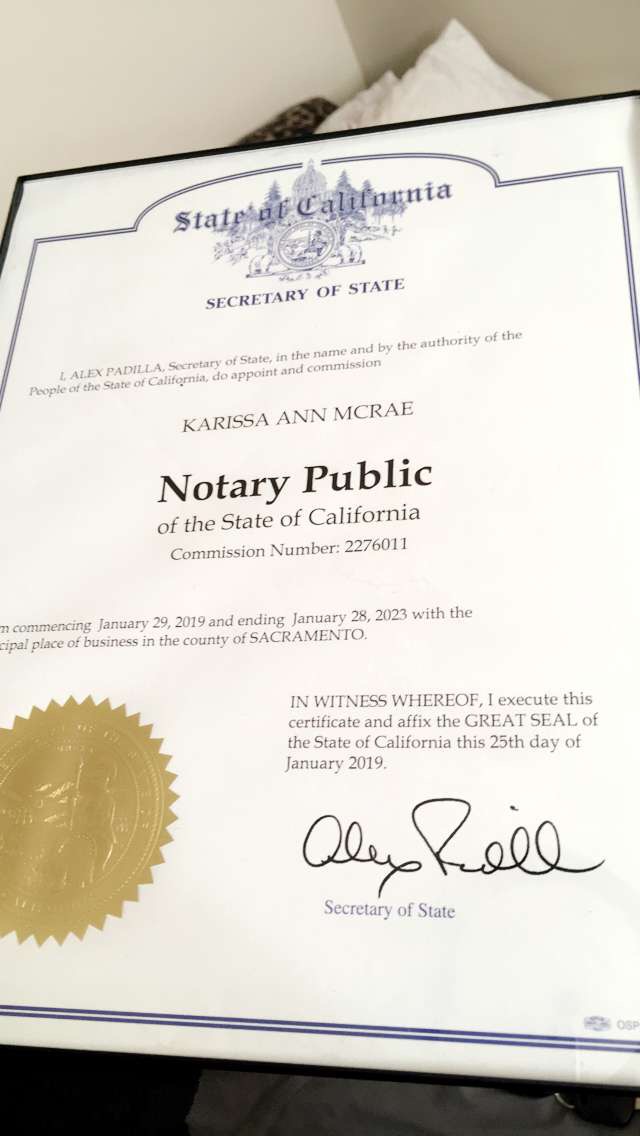 McRae Notary Services | 5709 Marconi Ave Suite C, Carmichael, CA 95608, USA | Phone: (916) 792-5813