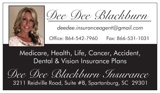 Dee Dee Blackburn Insurance, LLC | 3211 Reidville Rd Suite B, Spartanburg, SC 29301, USA | Phone: (864) 542-7960