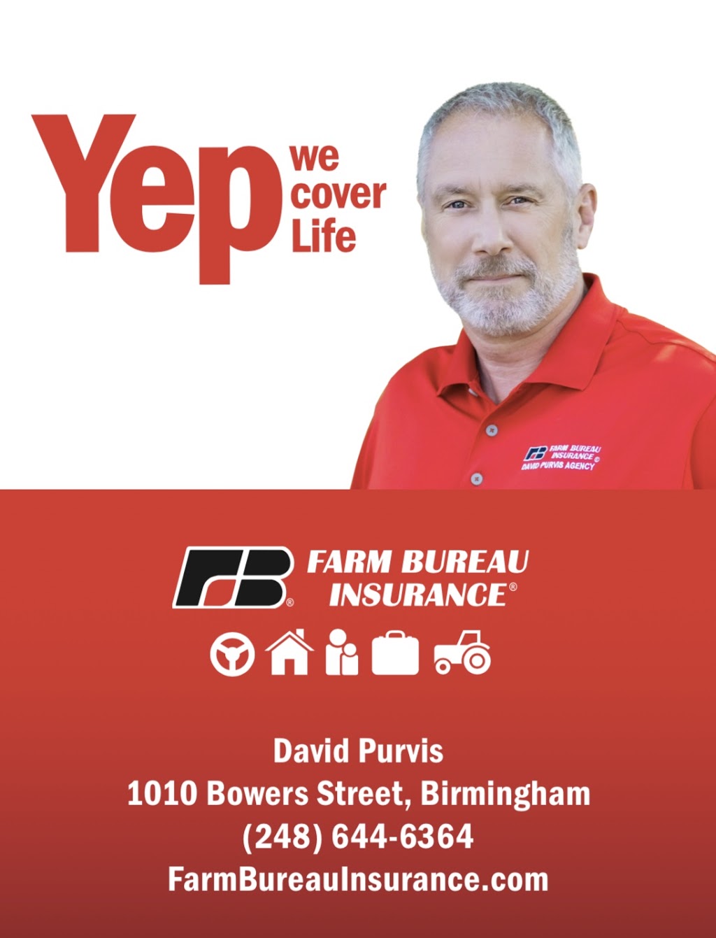 David Purvis Farm Bureau Insurance Agency | 1010 Bowers St Ste A, Birmingham, MI 48009, USA | Phone: (248) 644-6364