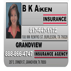 BK Aiken Insurance | 4000 Acton Hwy #105, Granbury, TX 76049, USA | Phone: (817) 279-7300