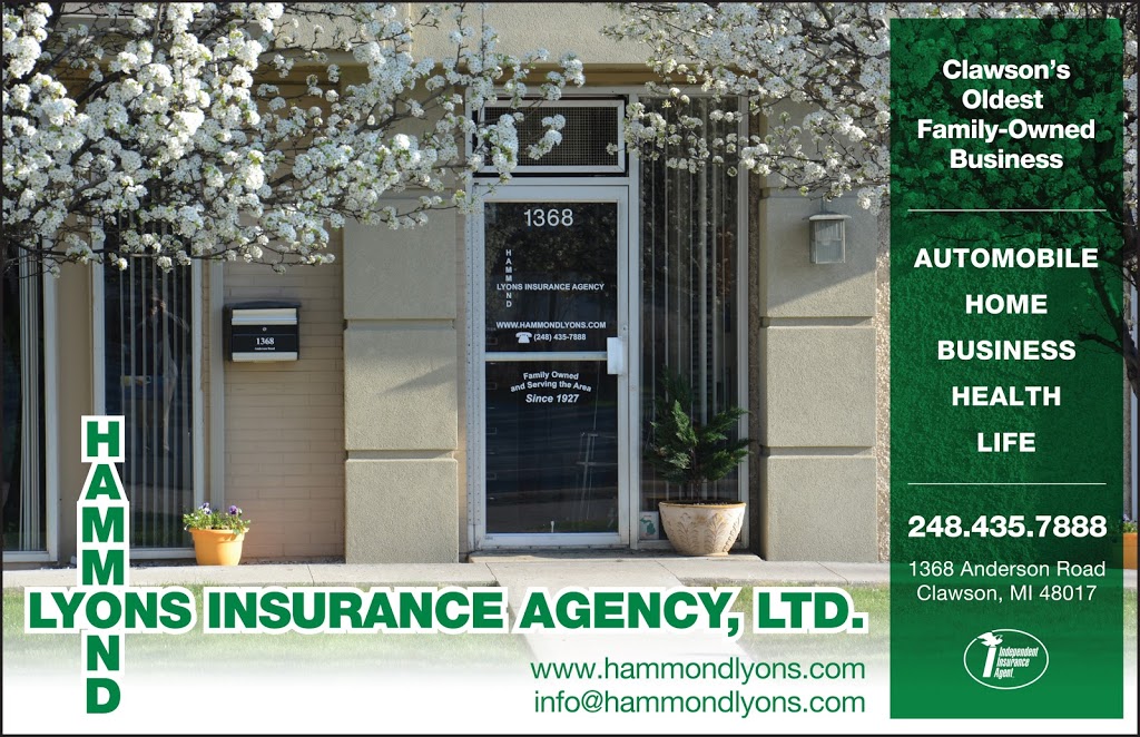 Hammond / Lyons Insurance Agency, Ltd. | 1368 Anderson Rd, Clawson, MI 48017, USA | Phone: (248) 435-7888