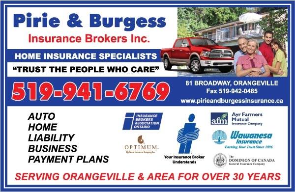 Pirie & Burgess Insurance Brokers Inc | 81 Broadway, Orangeville, ON L9W 1K1, Canada | Phone: (519) 941-6769