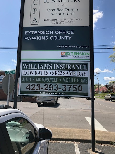 Williams Insurance | 850 W Main St, Rogersville, TN 37857, USA | Phone: (423) 293-3750