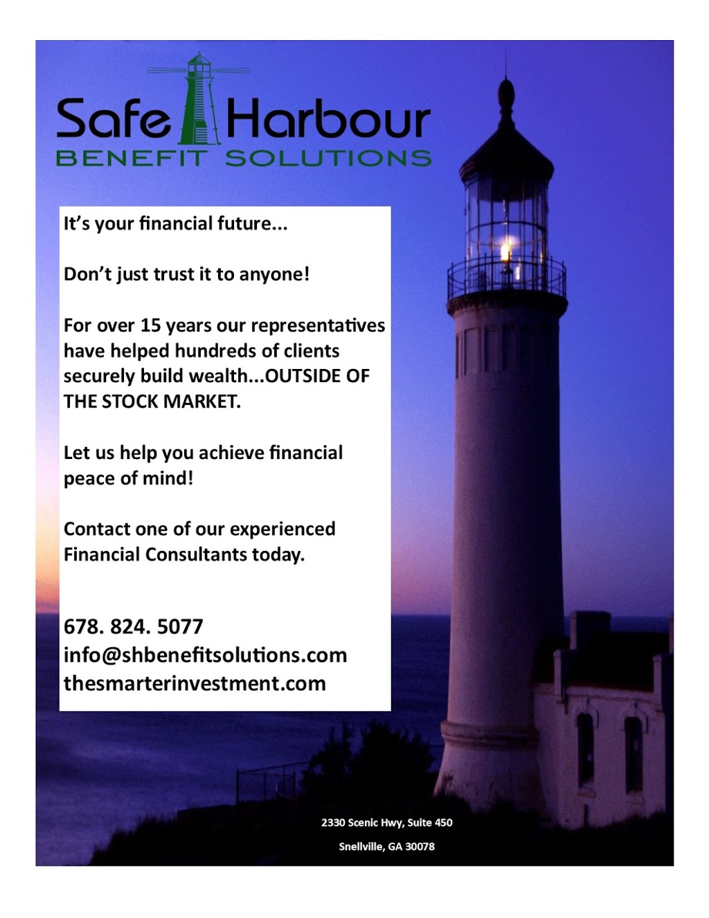 Safe Harbour Benefit Solutions | 2330 Scenic Hwy S #450, Snellville, GA 30078, USA | Phone: (678) 824-5077