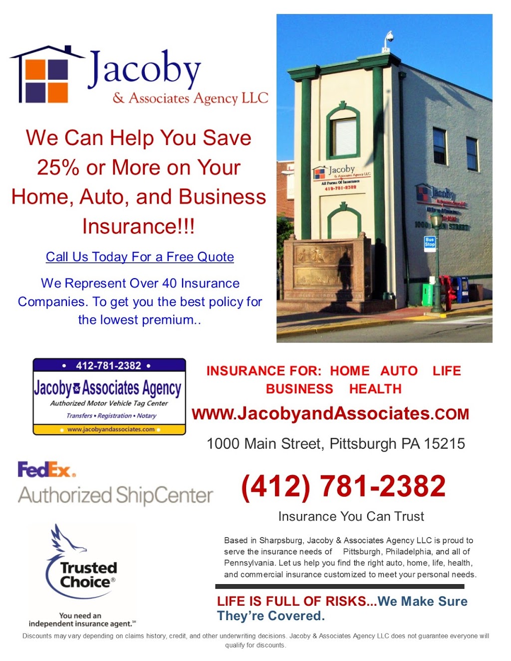 Jacoby & Associates Agency LLC | 1000 Main St, Pittsburgh, PA 15215, USA | Phone: (412) 781-2382