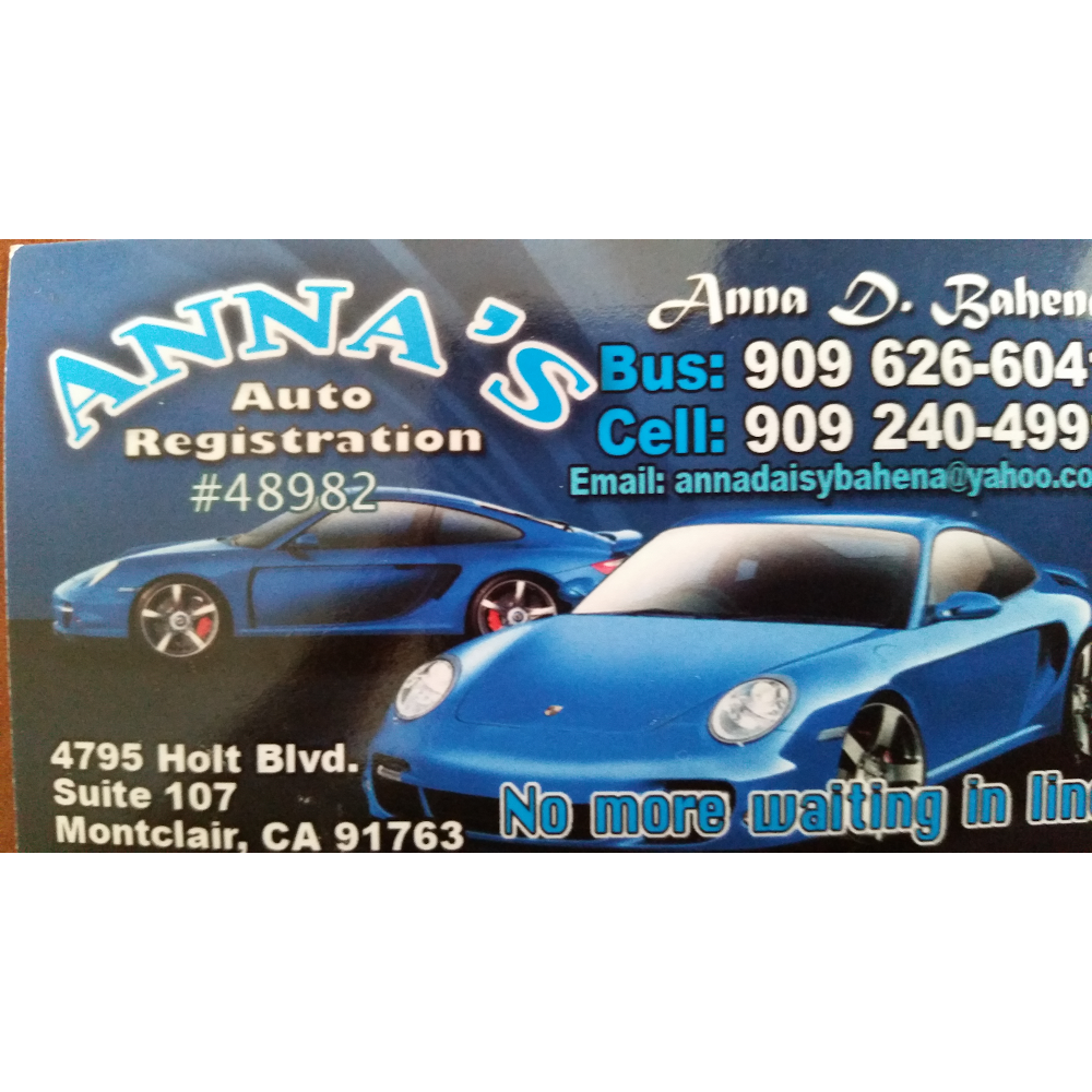 Annas Auto Registration | 4795 Holt Blvd #107, Montclair, CA 91763, USA | Phone: (909) 626-6041