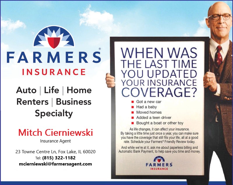 Mitch Cierniewski Farmers Insurance Agency | 23 Towne, Center St, Fox Lake, IL 60020, USA | Phone: (847) 629-5321