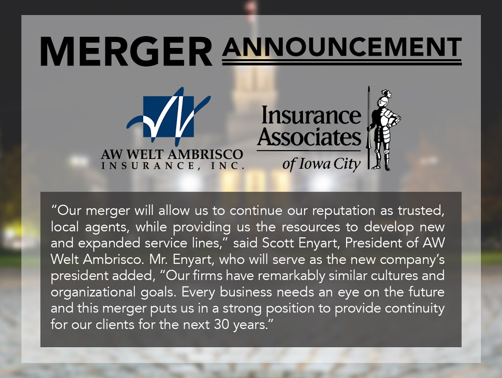 AW Welt Ambrisco Insurance | 24 Westside Dr, Iowa City, IA 52246, USA | Phone: (319) 887-3700