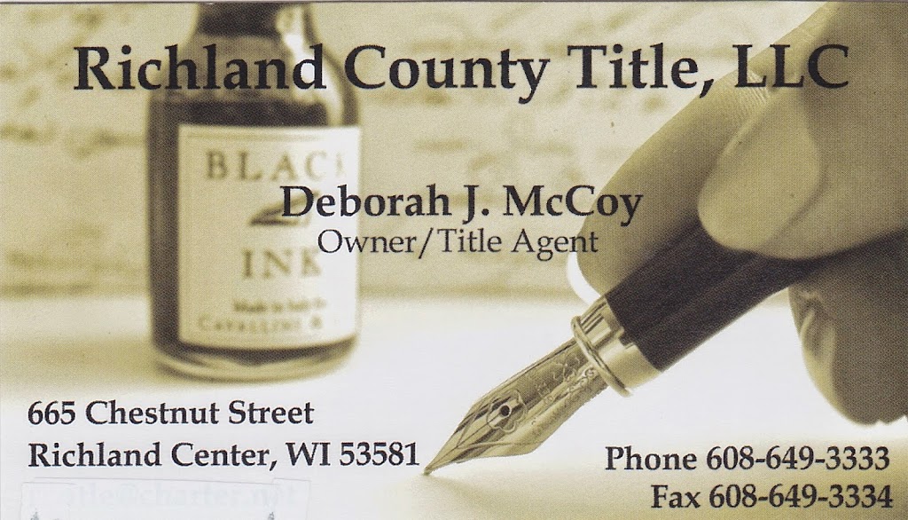 Richland County Title, LLC | 665 Chestnut St, Richland Center, WI 53581, USA | Phone: (608) 649-3333