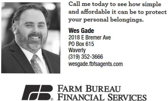 Wes Gade Agent Farm Bureau Financial Services | 2018 E Bremer Ave, Waverly, IA 50677, USA | Phone: (319) 352-3666