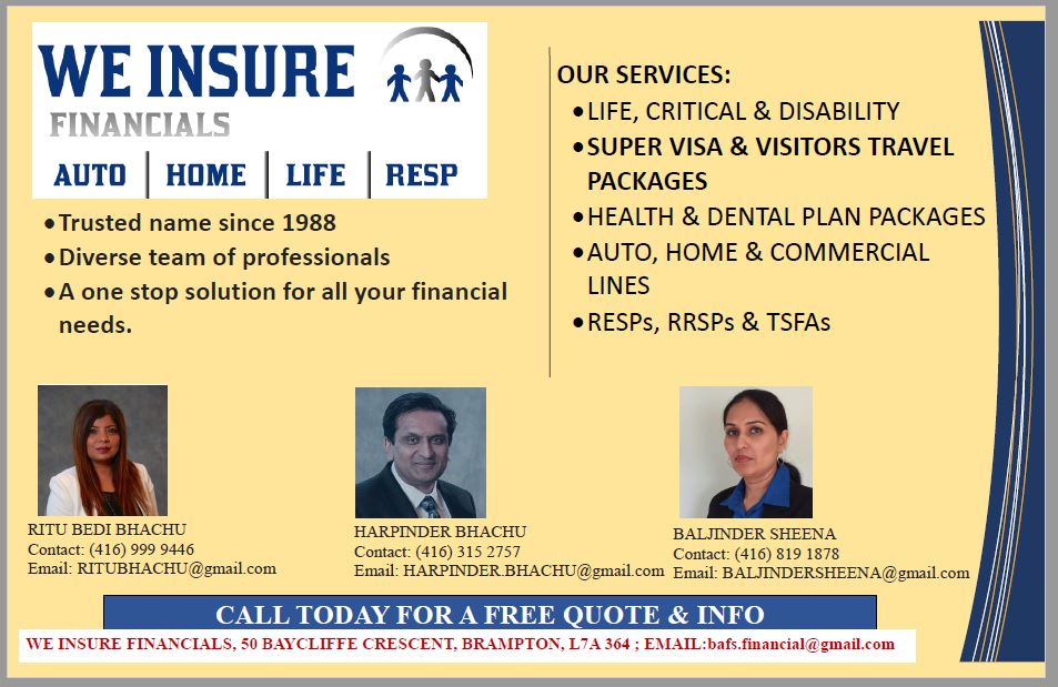 We Insure Financials Inc. | 50 Baycliffe Cres, Brampton, ON L7A 3Z4, Canada | Phone: (905) 678-2878