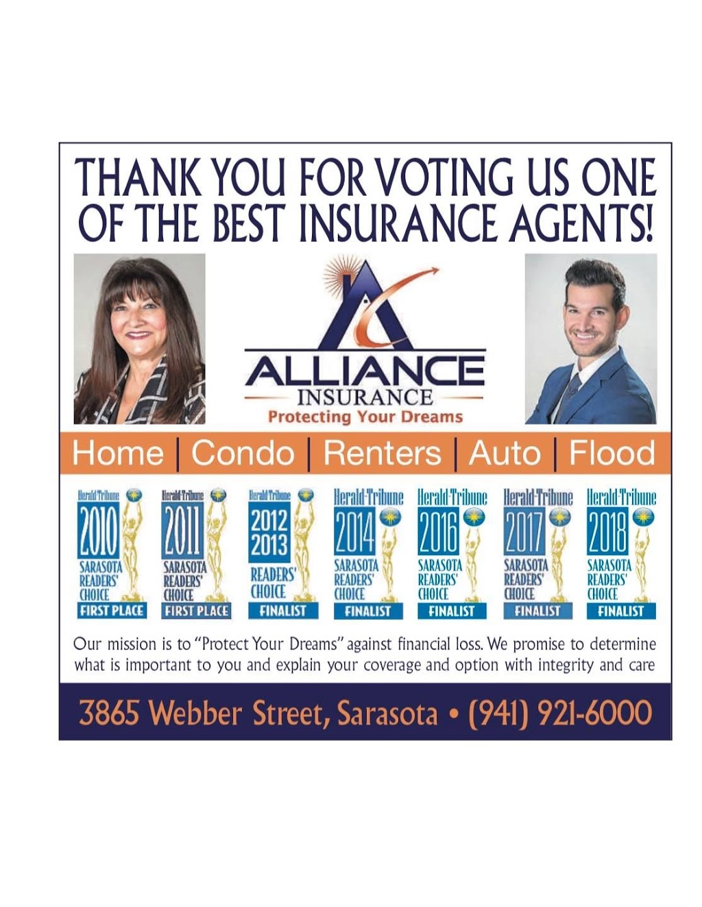 Alliance Insurance Of Sarasota Inc. | 2511 Bee Ridge Rd, Sarasota, FL 34239, USA | Phone: (941) 921-6000