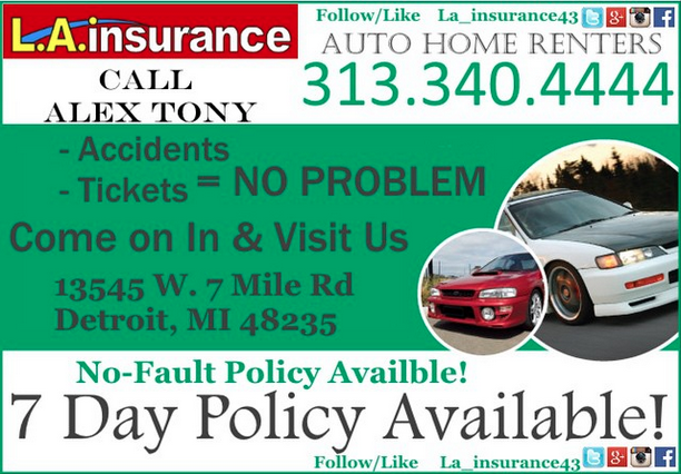 Detroit L.A. Insurance | 13545 W Seven Mile Rd, Detroit, MI 48235, USA | Phone: (313) 340-4444