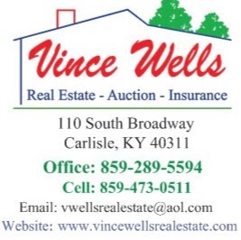 Vince Wells Real Estate - Auction - Insurance | 110 S Broadway St, Carlisle, KY 40311, USA | Phone: (859) 289-5594