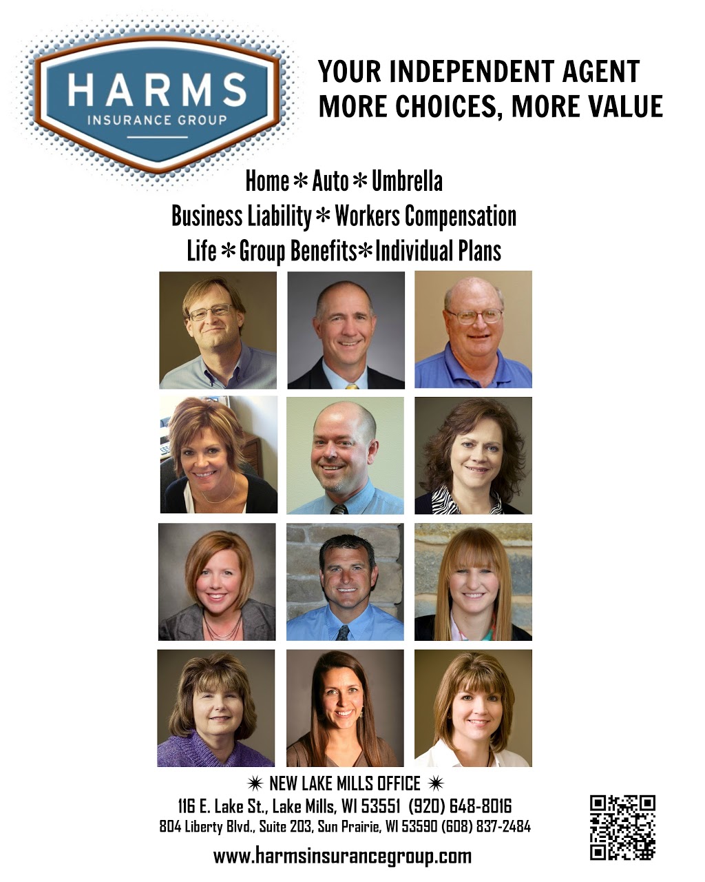 Harms Insurance Group-Lake Mills | 116 E Lake St, Lake Mills, WI 53551, USA | Phone: (920) 648-8016