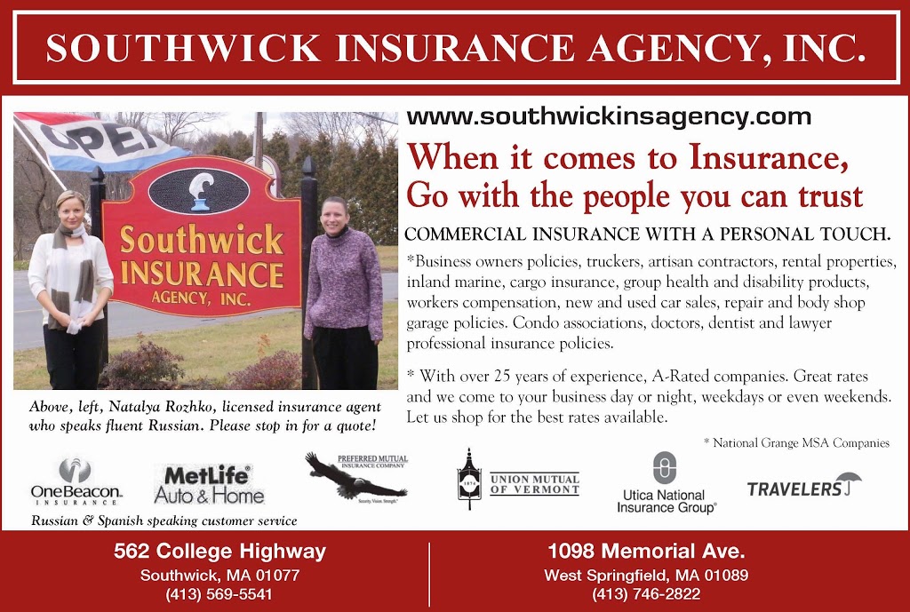 Southwick Insurance Agency Inc. | 562 College Hwy, Southwick, MA 01077, USA | Phone: (413) 569-3522